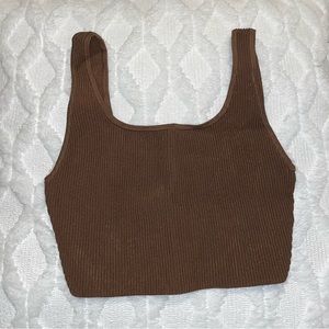 Aritzia Square-Neck Ribbed Tank Top